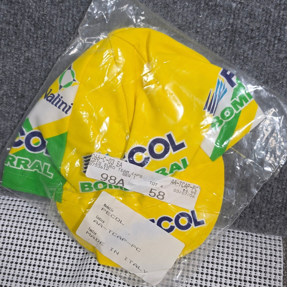 Nalini APIS Euro Team Pecol Bombarral Cycling Cap Yellow Made in Italy Vintage